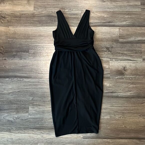 Boston Proper Faux Wrap Surplus Dress - Picture 2 of 5